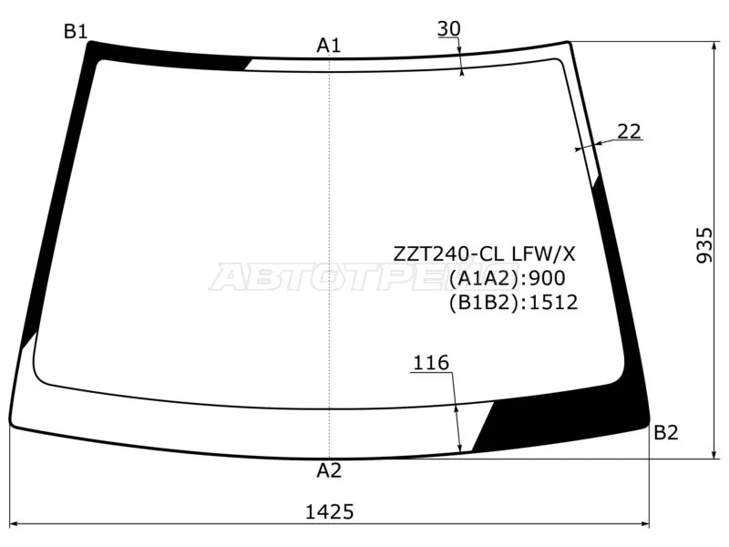 Стекло лобовое Toyota Allion (T240) 01-07  / Premio 01-07 (XYG: ZZT240-CL LFW/X)