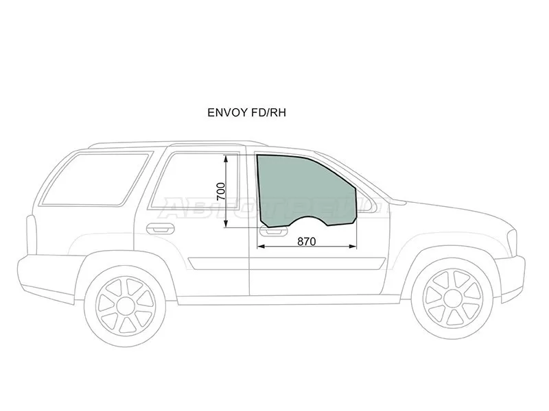 Стекло боковое опускное (Спереди / Справа / Цвет зеленый) Chevrolet TrailBlazer 01-10  / GMC Envoy 02-08  / Isuzu Ascender 03-09 (XYG: ENVOY FD/RH)