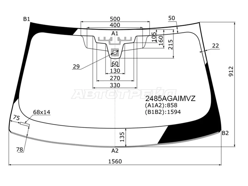 Стекло лобовое (Датчик дождя / Молдинг) BMW 5-Series 16-  / M5 17-20 (PILKINGTON: 2485AGAIMVZ)