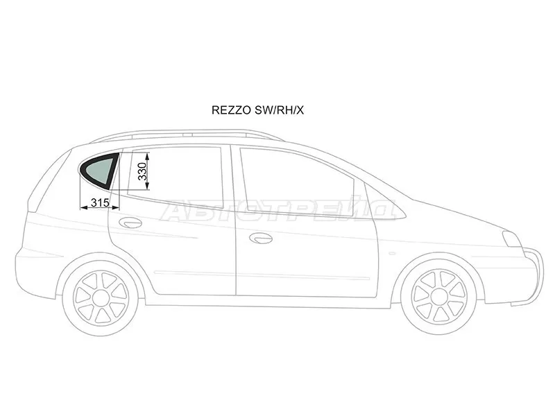 Стекло кузова боковое (не опускное) (Справа / Цвет зеленый) Chevrolet Rezzo 04-08  / Tacuma 02-08  / Daewoo Rezzo 00-08  / Tacuma 00-08 (XYG: REZZO SW/RH/X)