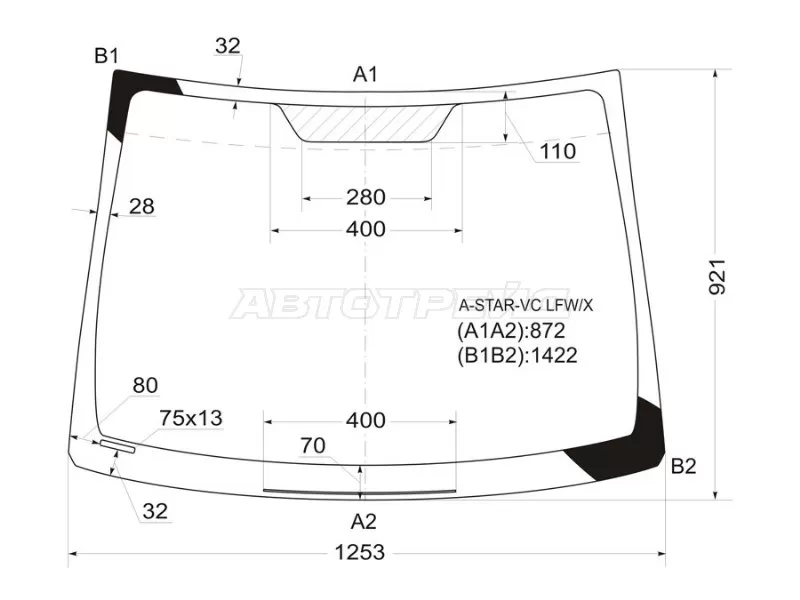 Стекло лобовое Nissan Pixo 09-13  / Suzuki Alto 09-14 (XYG: A-STAR-VC LFW/X)