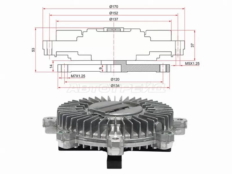 Вискомуфта Mitsubishi Pajero I.II 2.5TD 90-00, Space Gear 95-00 (SAT: ST-MD174185)