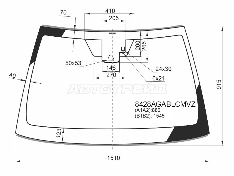 Стекло лобовое (Камера / Датчик дождя / Молдинг) Toyota Camry (XV70) 17-21  / Camry UAE /USA 17-20 (FUYAO: 8428AGABLCMVZ)