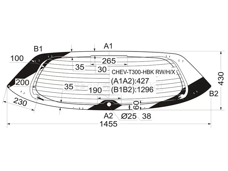 Стекло заднее (Цвет зеленый / Обогрев / 5D HBK) Chevrolet Aveo 11-15 (XYG: CHEV-T300-HBK RW/H/X)
