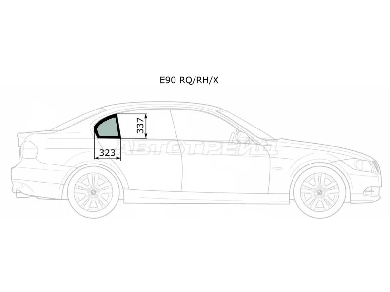 Стекло форточки (Цвет зеленый) BMW 3-Series 05-14 (XYG: E90 RQ/RH/X)