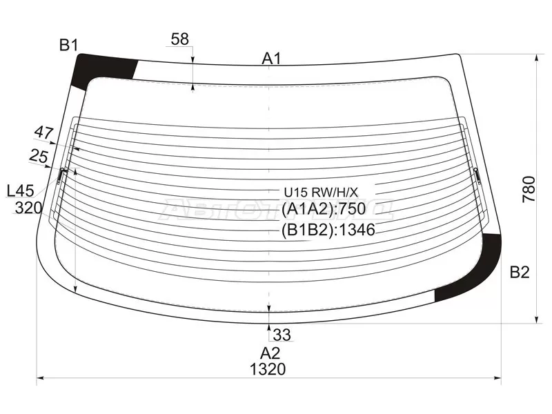 Стекло заднее (Цвет зеленый / Обогрев) Nissan Altima 97-01 (XYG: U15 RW/H/X)