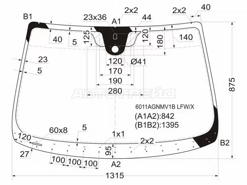 Стекло лобовое (Датчик дождя) Nissan March 02-10  / Micra 03-10 (XYG: 6011AGNMV1B LFW/X)