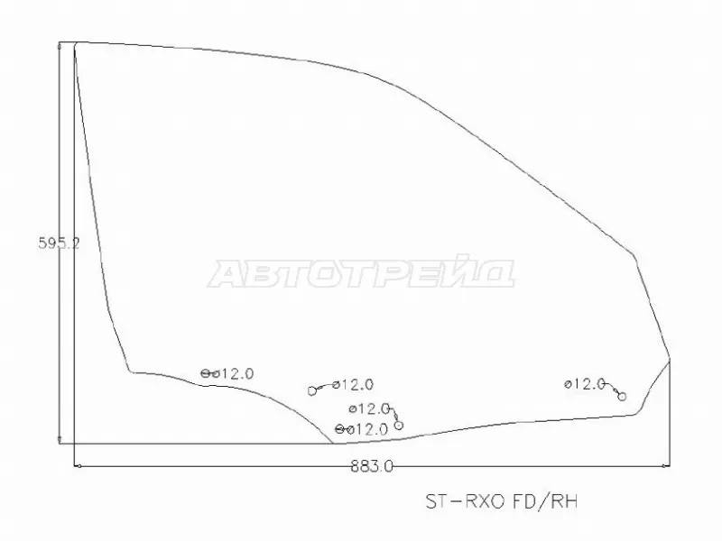 Стекло боковое опускное (Спереди / Справа / Цвет зеленый) Toyota Mark II (X100) 96-00  / Chaser (X100) 96-01 (SAT: SPG-RXO FD/RH)