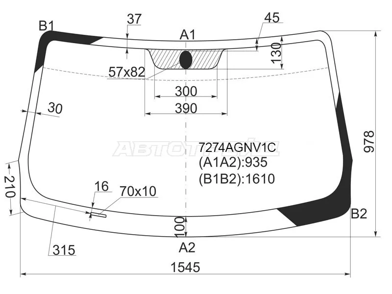 Стекло лобовое Mercedes-Benz Citan 12-  / Renault Kangoo 08-16 (FUYAO: 7274AGNV1C)