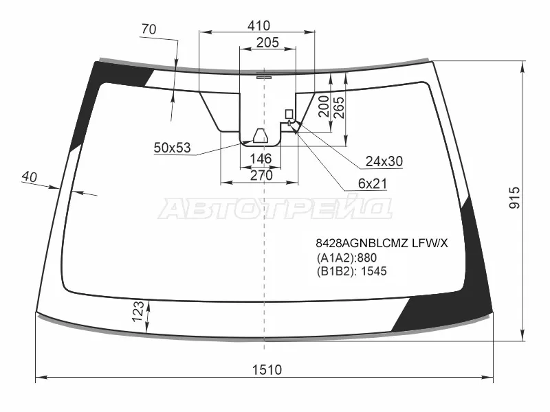 Стекло лобовое (Камера / Датчик дождя / Молдинг) Toyota Camry (XV70) 17-21  / Camry UAE /USA 17-20 (XYG: 8428AGNBLCMZ LFW/X)