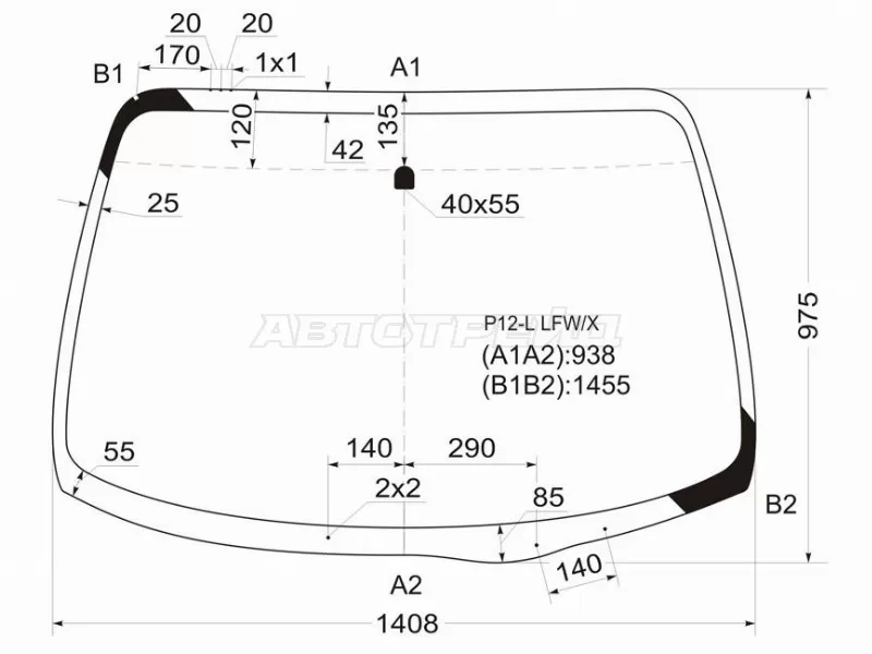 Стекло лобовое Nissan Primera 01-08 (XYG: P12-L LFW/X)