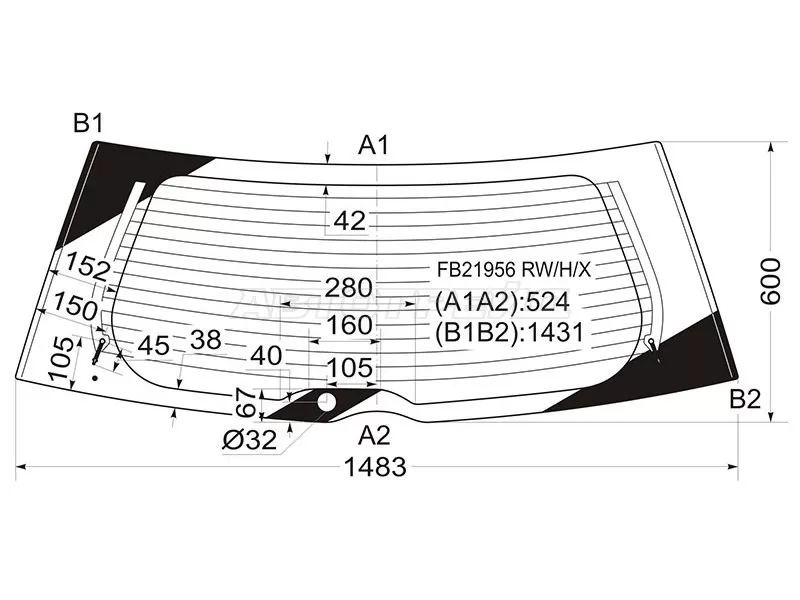 Стекло заднее (Цвет зеленый / Обогрев) Nissan Quest 03-10 (XYG: FB21956 RW/H/X)
