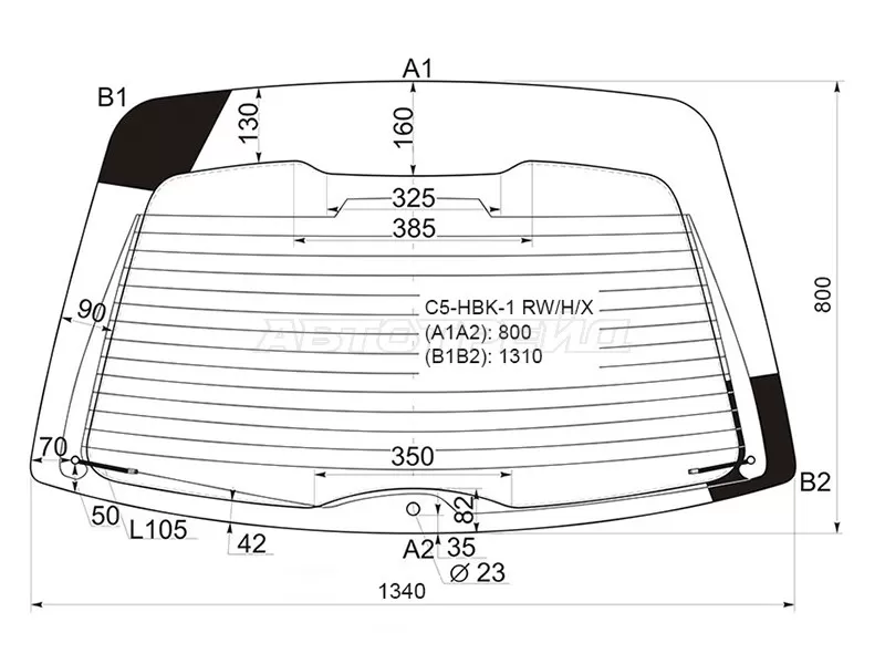 Стекло заднее (Цвет зеленый / Обогрев) Citroen C5 01-04 (XYG: C5-HBK-1 RW/H/X)