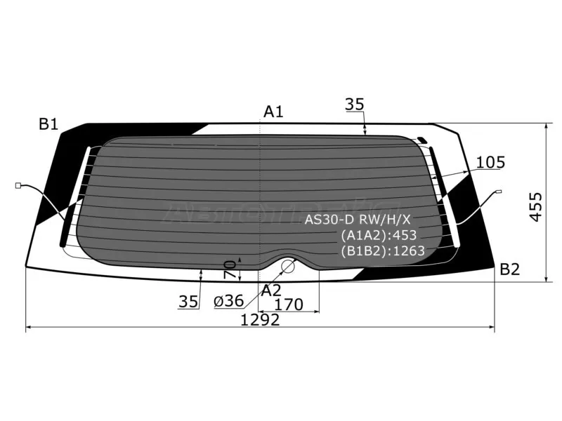 Стекло заднее (Затемненное / Обогрев) Toyota RAV4 (XA30) 05-13  / Vanguard 07-13 (XYG: AS30-D RW/H/X)