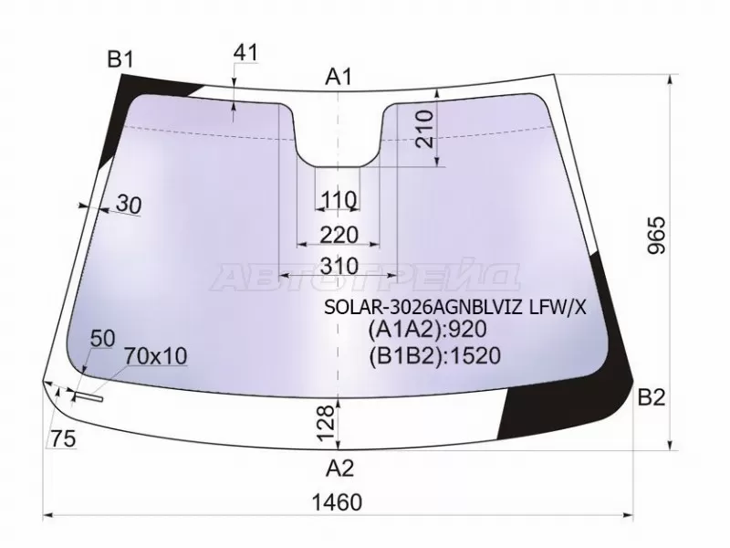 Стекло лобовое (Атермальное) Chevrolet Cruze 09-15  / Daewoo Lacetti 08-11 (XYG: SOLAR-3026AGNBLVIZ LFW/X)