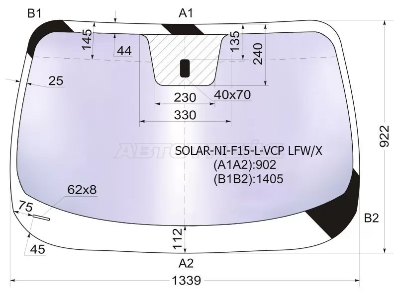 Стекло лобовое (Атермальное) Nissan Juke 10-20 (XYG: SOLAR-NI-F15-L-VCP LFW/X)
