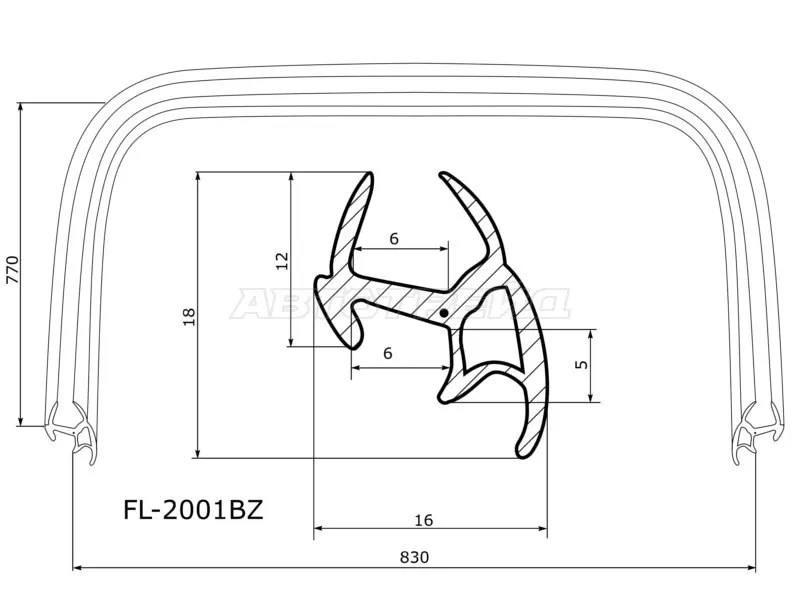 Молдинг лобового стекла (П-образный) Toyota RAV4 (XA10) 94-00 (FLEXLINE: FL-2001BZ)