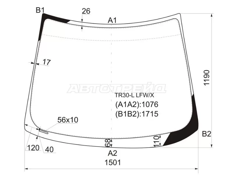 Стекло лобовое Toyota Estima 00-05  / Previa 00-07 (XYG: TR30-L LFW/X)