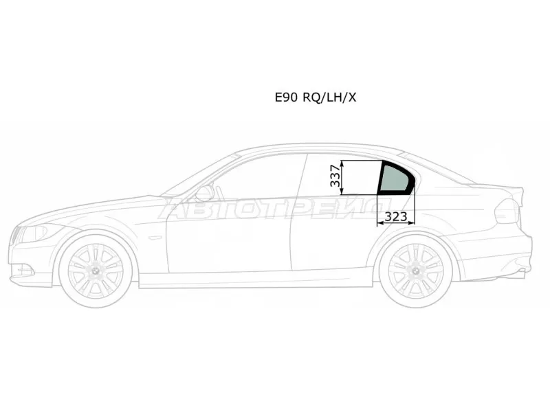 Стекло форточки (Цвет зеленый) BMW 3-Series 05-14 (XYG: E90 RQ/LH/X)
