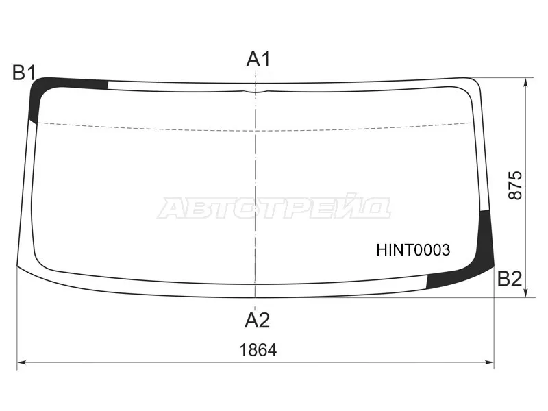 Стекло лобовое Hino 300 07-  / Dutro 02-11  / Toyota Dyna 11- (KMK: HINT0003)