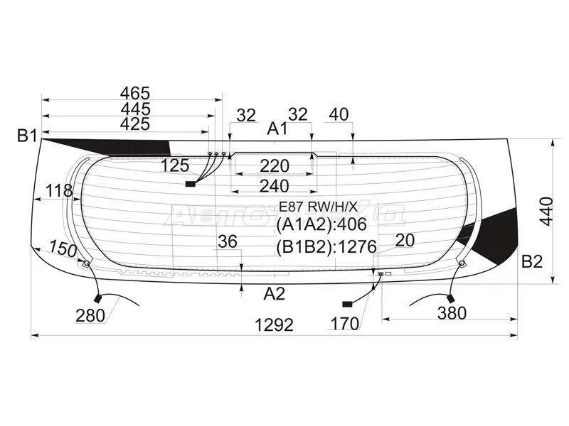 Стекло заднее (Цвет зеленый / Обогрев / Антенна) BMW 1-Series 04-13 (XYG: E87 RW/H/X)