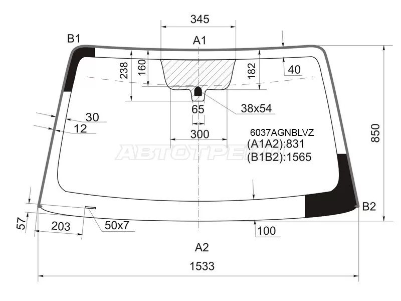 Стекло лобовое (Молдинг) Infiniti QX56 04-10  / Nissan Armada 03-16  / Frontier 04-21  / Navara 04-15  / Pathfinder 04-14 (FUYAO: 6037AGNBLVZ)