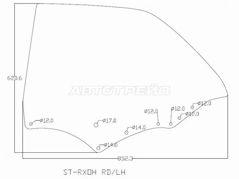 Стекло боковое опускное (Сзади / Слева / Цвет зеленый) Toyota Chaser (X100) 96-01 (SAT: SPG-RXOH RD/LH)