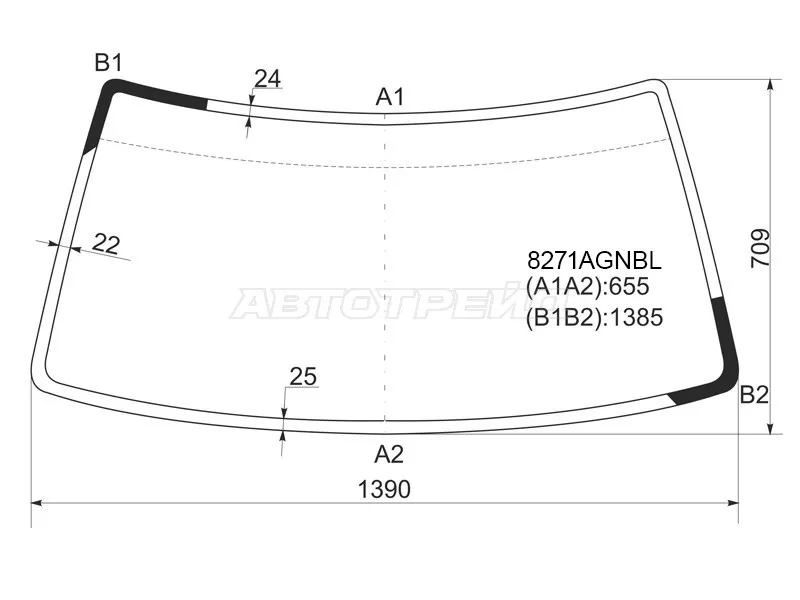 Стекло лобовое Toyota Hilux Pick Up 88-97  / Great Wall Safe 01-09  / Toyota 4Runner 89-95  / Hilux Surf 89-95 (FUYAO: 8271AGNBL)