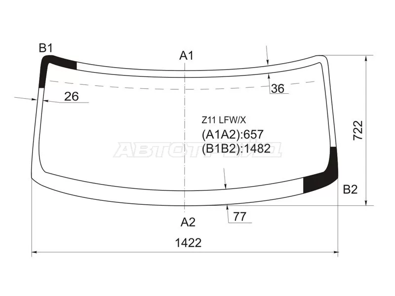 Стекло лобовое Nissan Cube 02-08  / Cube Cubic 03-08 (XYG: Z11 LFW/X)