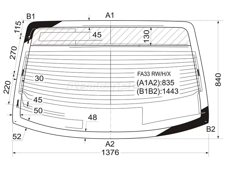 Стекло заднее (Цвет зеленый / Обогрев / Антенна) Infiniti I30 99-04  / I35 99-04  / Nissan Cefiro 98-03  / Maxima 00-06 (XYG: FA33 RW/H/X)