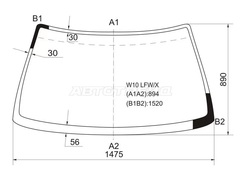 Стекло лобовое Nissan Primera 90-96  / Avenir 90-99 (XYG: W10 LFW/X)