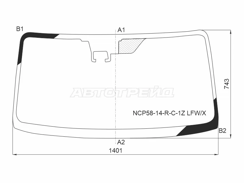 Стекло лобовое (Камера) Toyota Probox 14-  / Mazda Familia 18-  / Toyota Succeed 14-20 (XYG: NCP58-14-R-C-1Z LFW/X)