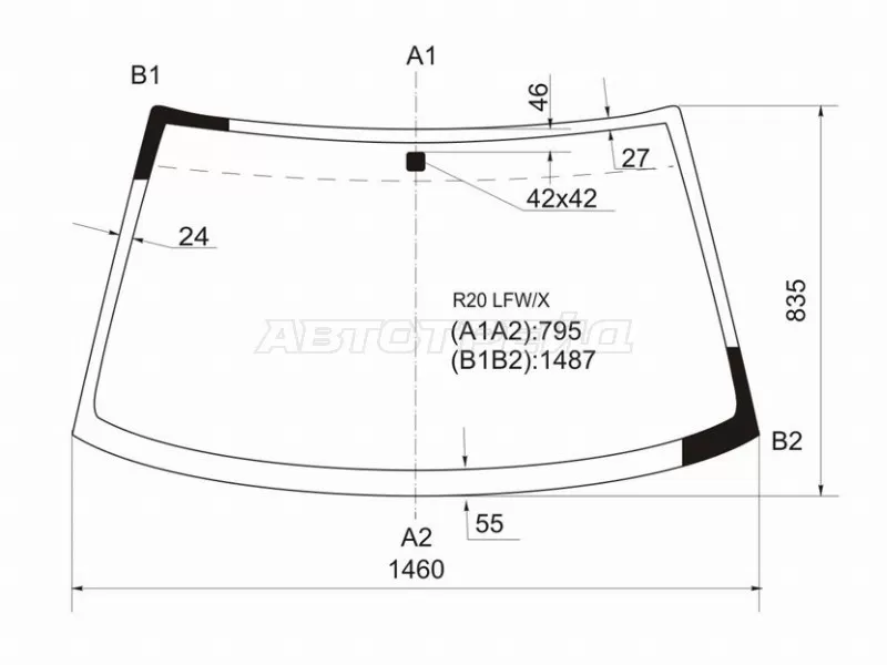 Стекло лобовое Nissan Terrano 93-95  / Ford Maverick 93-00  / Nissan Mistral 94-99  / Terrano II 93-06 (XYG: R20 LFW/X)