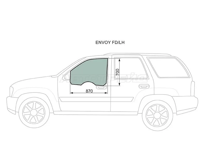 Стекло боковое опускное (Спереди / Слева / Цвет зеленый) Chevrolet TrailBlazer 01-10  / GMC Envoy 02-08  / Isuzu Ascender 03-09 (XYG: ENVOY FD/LH)