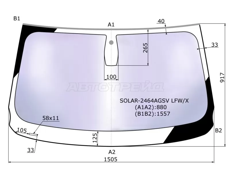 Стекло лобовое (Атермальное) BMW X3 10-17 (XYG: SOLAR-2464AGSV LFW/X)