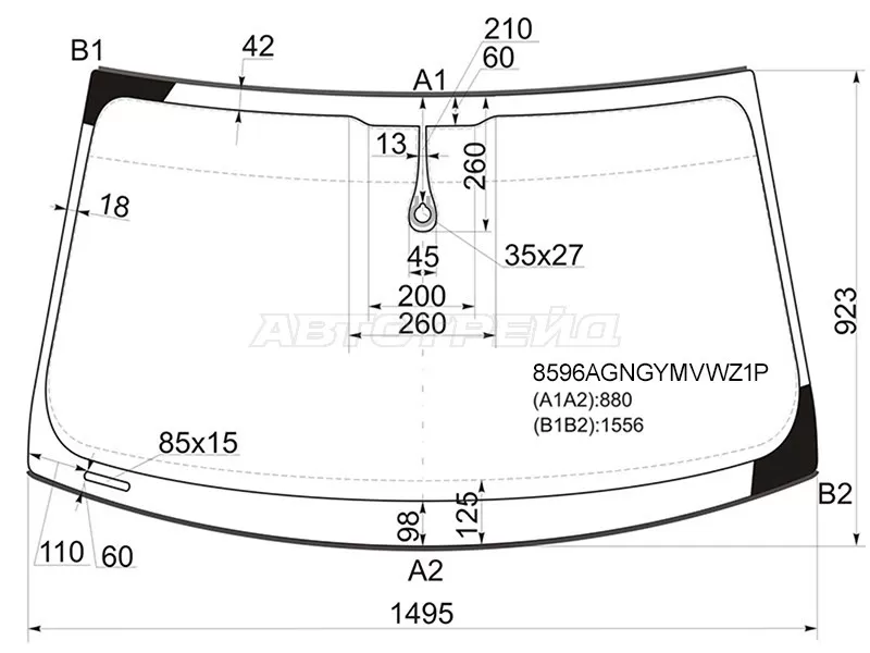 Стекло лобовое (Датчик дождя / Молдинг) Audi Q5 08-12 (FUYAO: 8596AGNGYMVWZ1P)