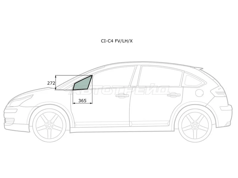 Стекло форточки (Цвет зеленый) Citroen C4 04-11 (XYG: CI-C4 FV/LH/X)