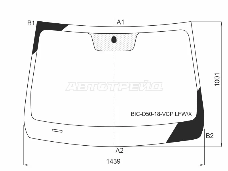 Стекло лобовое BAIC U5 Plus 21- (XYG: BIC-D50-18-VCP LFW/X)