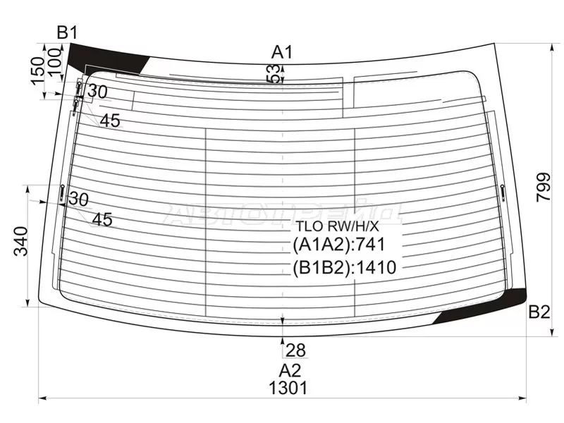 Стекло заднее (Цвет зеленый / Обогрев / Антенна) Honda Accord 08-13  / Acura TSX 08-14 (XYG: TLO RW/H/X)
