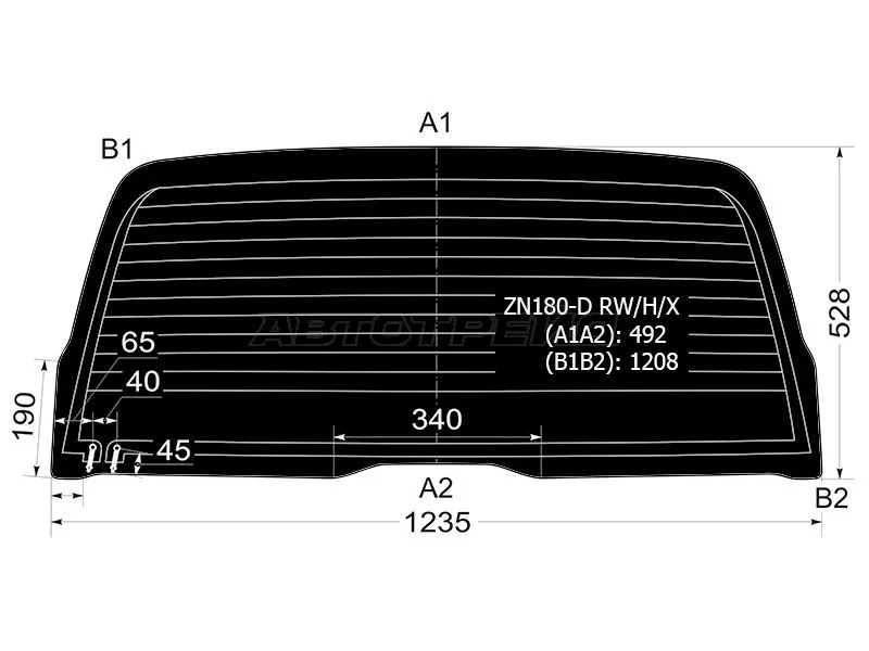 Стекло заднее (Затемненное / Обогрев) Toyota 4Runner 95-02  / Hilux Surf 95-02 (XYG: ZN180-D RW/H/X)