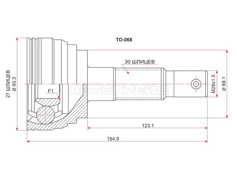 Шрус наружный TOYOTA LAND CRUISER PRADO #ZJ9# /4RUNNER /SURF #ZN18# 1KZ-TE /5VZ 95-02 (SAT: TO-068)