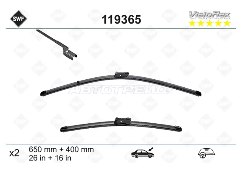 Комплект щеток стеклоочистителя 650мм+400мм TOYOTA AVENSIS 08-18 (SWF: 119365)