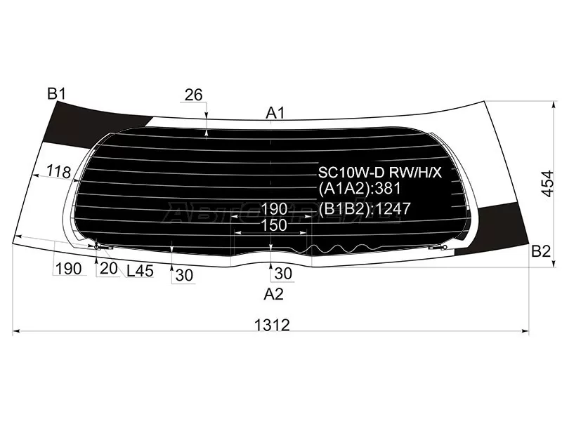 Стекло заднее (Затемненное / Обогрев) Scion xA 04-06  / Toyota Ist 02-07 (XYG: SC10W-D RW/H/X)