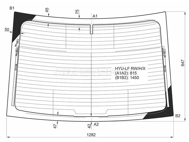 Стекло заднее (Цвет зеленый / Обогрев / Антенна) Hyundai Sonata 14-19 (XYG: HYU-LF RW/H/X)