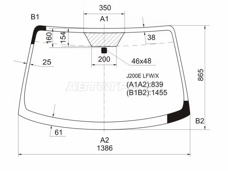Стекло лобовое Daihatsu Be-Go 06-16  / Terios 06-  / Toyota Rush 06-16 (XYG: J200E LFW/X)