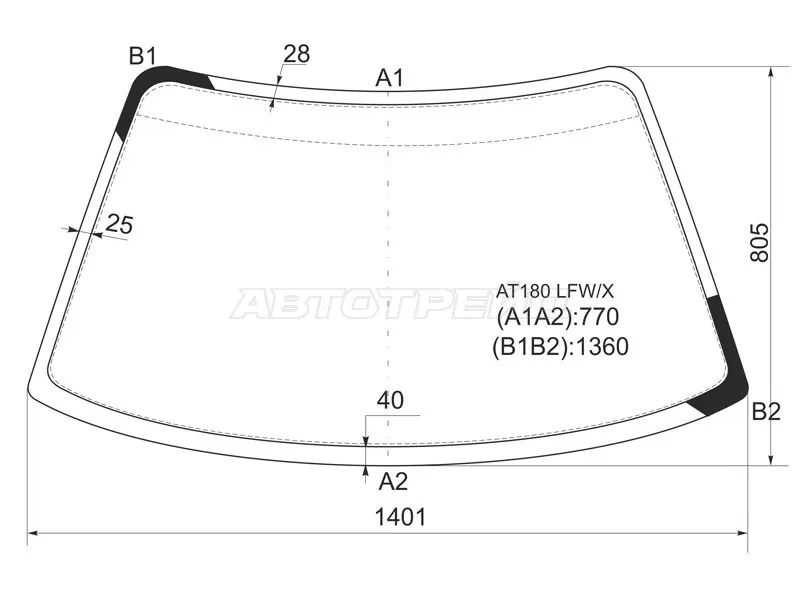 Стекло лобовое Toyota Carina ED 89-93  / Celica 89-93 (XYG: AT180 LFW/X)