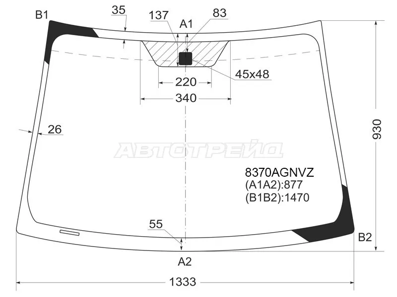 Стекло лобовое (Молдинг) Toyota Vitz 05-10  / Yaris 05-13 (FUYAO: 8370AGNVZ)