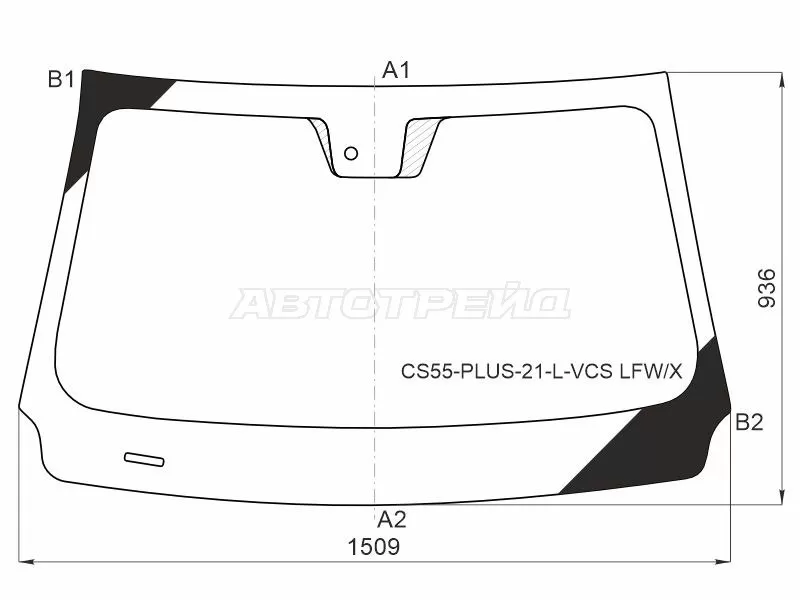 Стекло лобовое (Датчик дождя) Changan CS55 PLUS 21- (XYG: CS55-PLUS-21-L-VCS LFW/X)