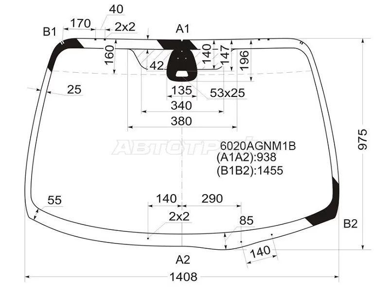 Стекло лобовое (Датчик дождя) Nissan Primera 01-08 (FUYAO: 6020AGNM1B)