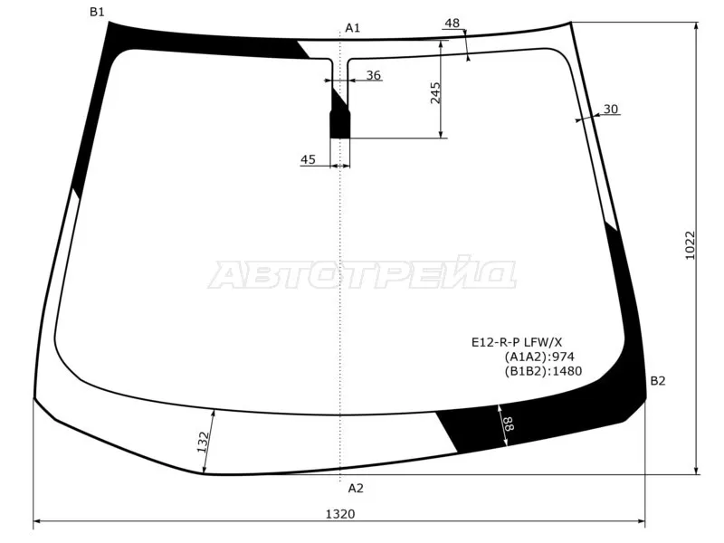 Стекло лобовое NISSAN NOTE 12-20 (XYG: E12-R-P LFW/X)